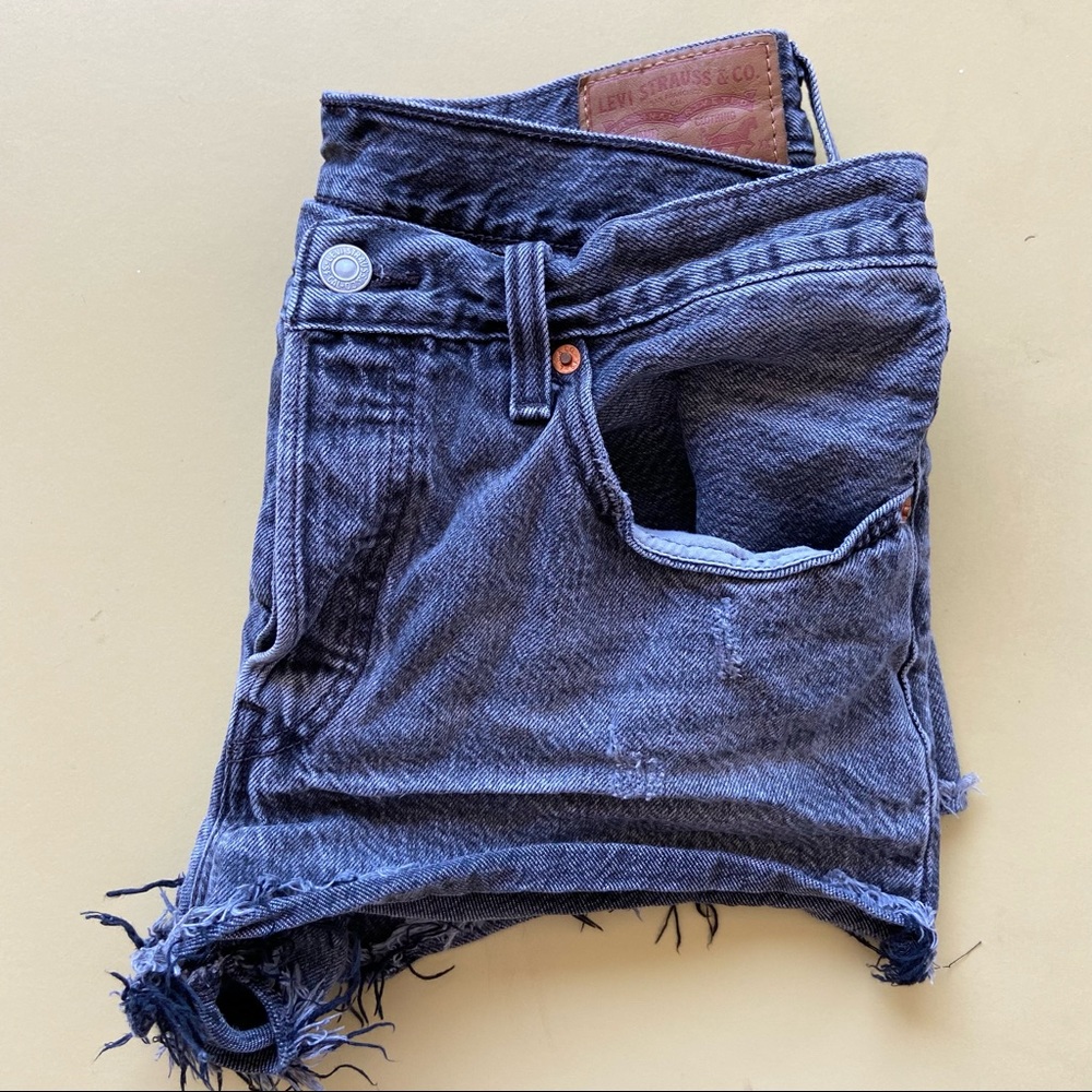 Black Distressed Levi 501 Shorts